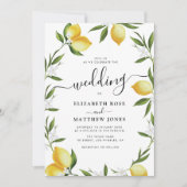 waterverf citroen groen gebladerte bruiloft kaart (Voorkant)