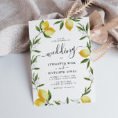 waterverf citroen groen gebladerte bruiloft kaart