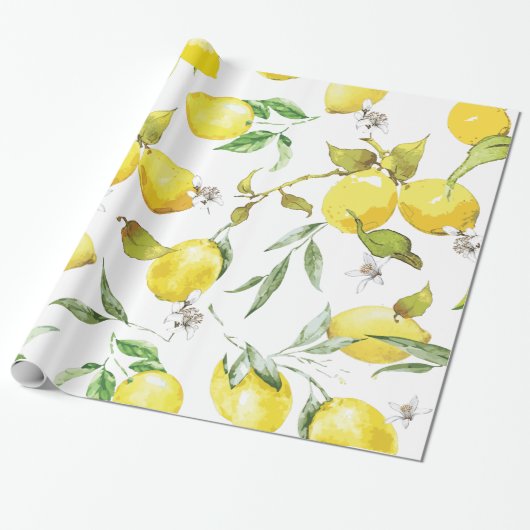 Waterverf citroen III Cadeaupapier (Uitgerold)