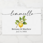 Waterverf Citroen Kalligrafie Inkt Limoncello Mini Sparkling Wijnetiket (Enkel label)