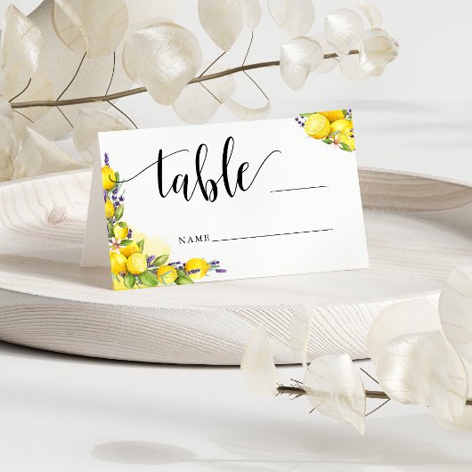 Waterverf Citroen Lavendel Boho Tafelnummer Advies Plaatskaartje