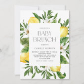 Waterverf Citroen Lijst Botanische Baby Brunch Kaart (Voorkant)