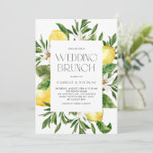 Waterverf Citroen Lijst Botanische Bruiloft Brunch Kaart (Staand voorkant)