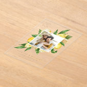 Waterverf citroen Lijst botanische foto Acryl Uitnodigingen (Laagn)