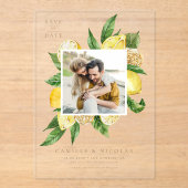 Waterverf citroen Lijst botanische foto Acryl Uitnodigingen (Voorkant)