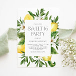 Waterverf Citroen Lijst Botanische Sweet 16 Party Kaart<br><div class="desc">Nodig gasten uit voor uw evenement met deze aanpasbare zoete 16 feestuitnodiging. Het bevat waterverf lijst van citroenen en citroenbloesems met een moderne typografie. Personaliseer door uw gegevens toe te voegen. Deze citroenzoete zestien uitnodiging is perfect voor zomerse verjaardagsfeestjes</div>