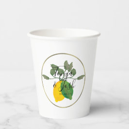 Waterverf Citroen Lime Limoncello Nepgoud Bruiloft Papieren Bekers