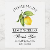 Waterverf Citroen Limoncello Bedankt Flesetiketten Wijn Etiket (Enkel label)