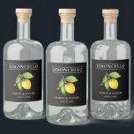 Waterverf Citroen Limoncello Zwart Flesetiket Likeurfles Etiket<br><div class="desc">Waterverf Citroengroen Limoncello Wedding Liquor Bottle Labels - Zwarte achtergrond</div>