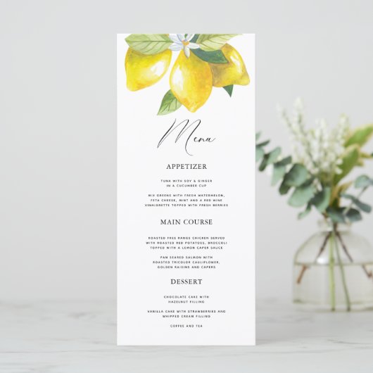 Waterverf Citroen Mediterraan Menu (Staand voorkant)