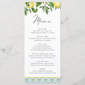 Waterverf Citroen Mediterraan Patroon Bruiloft Menu (Voorkant)