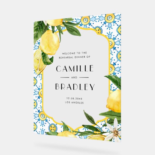 Waterverf Citroen Mediterraan repetitiediner Acryl Bord (Hoek)