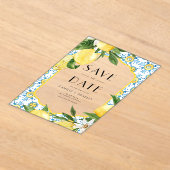 Waterverf Citroen Mediterraan Save the Date Acryl Uitnodigingen (Laagn)