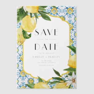 Waterverf Citroen Mediterraan Save the Date Vellum Uitnodigingen