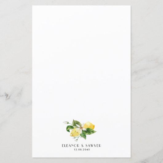 Waterverf Citroen Mediterraans Bar Menu Kaart (Achterkant)