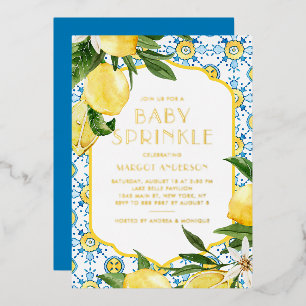 Waterverf Citroen Mediterrane Baby Sprinkle Folie Uitnodiging