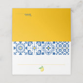 Waterverf citroen mediterrane Tegel bruiloft Plaatskaartje (Buitenkant ongevouwen)