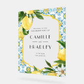 Waterverf citroen mediterrane verlovingspartij acryl bord (Hoek)