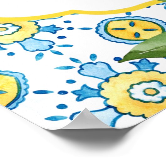 Waterverf citroen mediterrane verlovingspartij poster (Hoek)