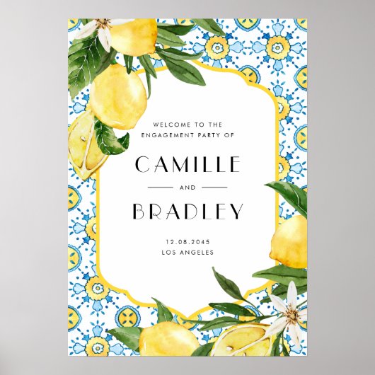 Waterverf citroen mediterrane verlovingspartij poster (Voorkant)