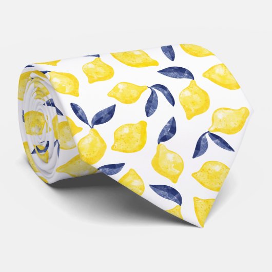 Waterverf Citroen Patroon Citrus Heren Das (Opgerold)