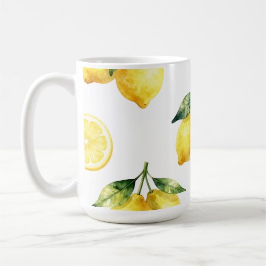Waterverf Citroen Patroon Koffiemok (Links)