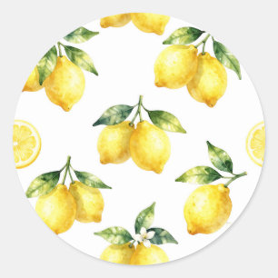 Waterverf Citroen Patroon Ronde Sticker