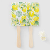 Waterverf Citroen Patroon Verjaardagsfeestje Handwaaier (Voorkant en achterkant)