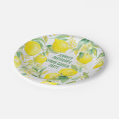 Waterverf Citroen Patroon Verjaardagsfeestje Papieren Bordje (Gekanteld)