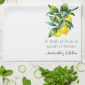 Waterverf Citroen Persoonlijk  Theedoek (Gevouwen)