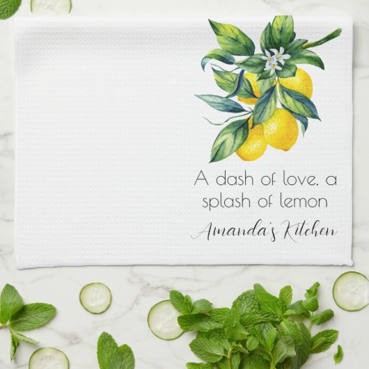 Waterverf Citroen Persoonlijk  Theedoek (Gevouwen)