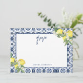 Waterverf Citroen Positano Bruidsdouche Bedankkaart (Staand voorkant)