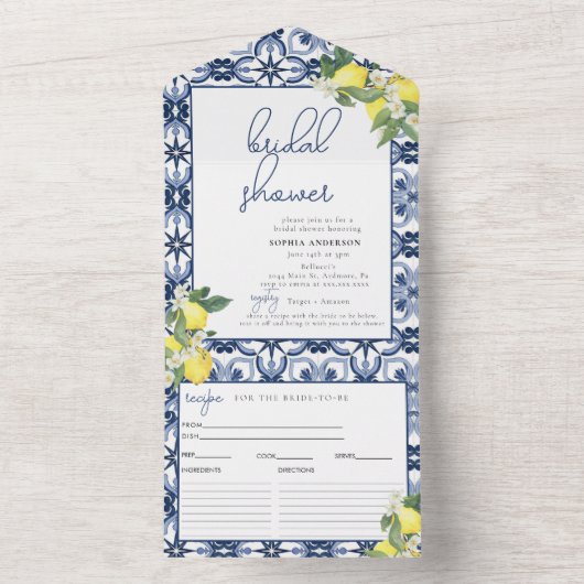 Waterverf Citroen Recept Kaart Vrijgezellenfeest (Binnen)