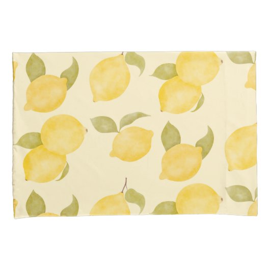 Waterverf citroen rustiek patroon kussensloop (Voorkant-Rechts)