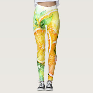 Waterverf Citroen Sinaasappel Limoen Botanische Ke Leggings