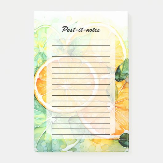 Waterverf Citroen Sinaasappel Limoen Botanische Ke Post-it® Notes (Voorkant)