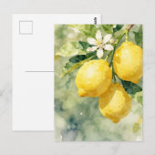 Waterverf Citroen Tak Botanische Zomer Briefkaart (Voorkant / Achterkant)