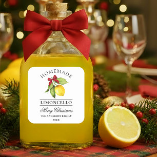 Waterverf Citroen Thuisgemaakte Limoncello Kerstmi Vierkante Sticker