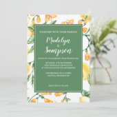 waterverf citroen tuin geel bruiloft Uitnodiging (Staand voorkant)
