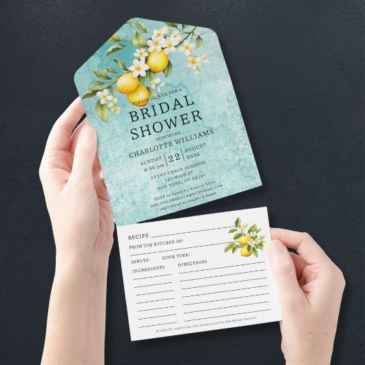 Waterverf citroen Vrijgezellenfeest met recept All In One Uitnodiging