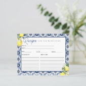 Waterverf Citroen Vrijgezellenfeest Recept Kaart (Staand voorkant)