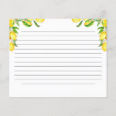 Waterverf Citroen Vrijgezellenfeest Recept Kaart (Achterkant)