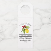 Waterverf Citroen Zelfgemaakte Limoncello Kerst Flessenhanger (Voorkant)