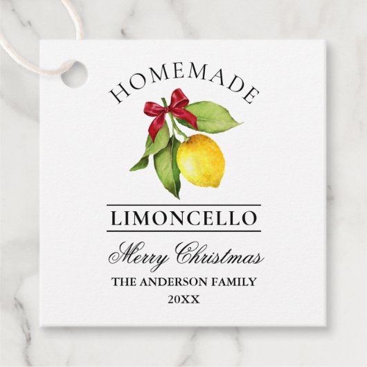 Waterverf Citroen Zelfgemaakte Limoncello Kerst La Bedankjes Labels (Voorkant)