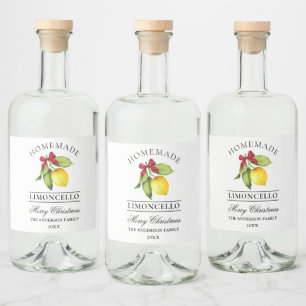 Waterverf Citroen Zelfgemaakte Limoncello Kerst Likeurfles Etiket