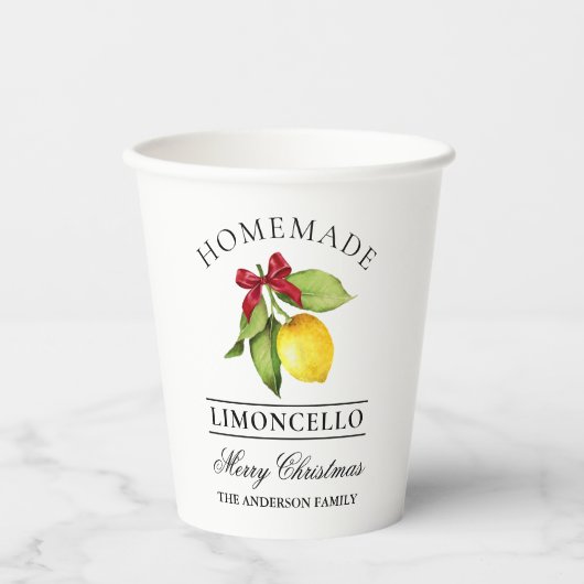 Waterverf Citroen Zelfgemaakte Limoncello Kerst Papieren Bekers (Voorkant)