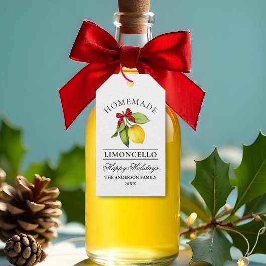 Waterverf citroen zelfgemaakte Limoncello vakantie Cadeaulabel