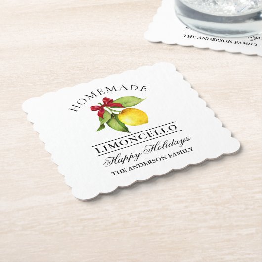 Waterverf citroen zelfgemaakte Limoncello vakantie Kartonnen Onderzetters (Gebogen)