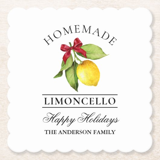 Waterverf citroen zelfgemaakte Limoncello vakantie Kartonnen Onderzetters (Voorkant)