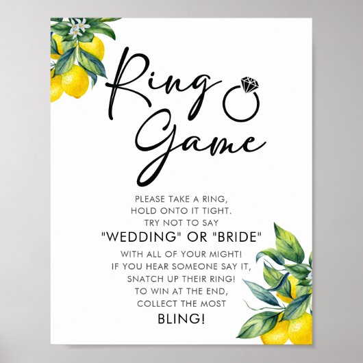 Waterverf Citroen Zwart | Ringwild Vrijgezellenfee Poster (Voorkant)